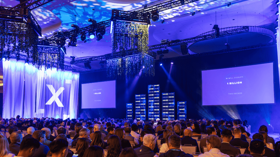An image of the main stage at the HumanX conference