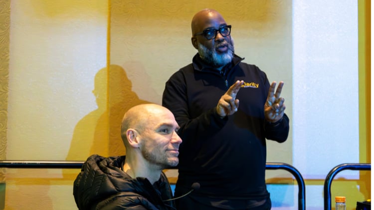 executive producer talking strategy at an event hosted by clarity experiences