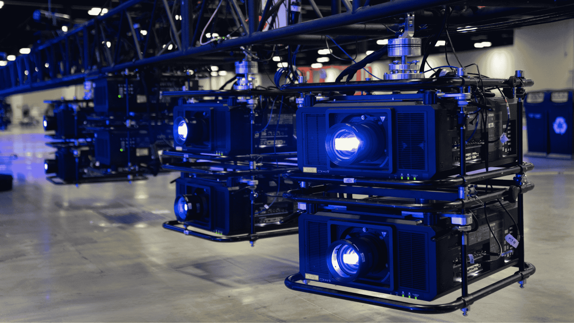 Truss rigging example with cameras mounted