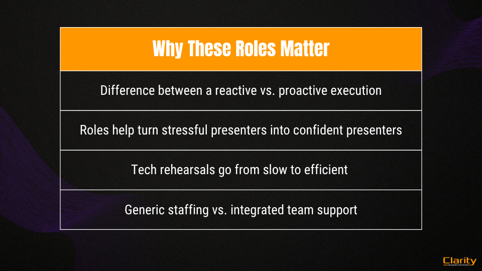 a graphic showing how the roles impact av production